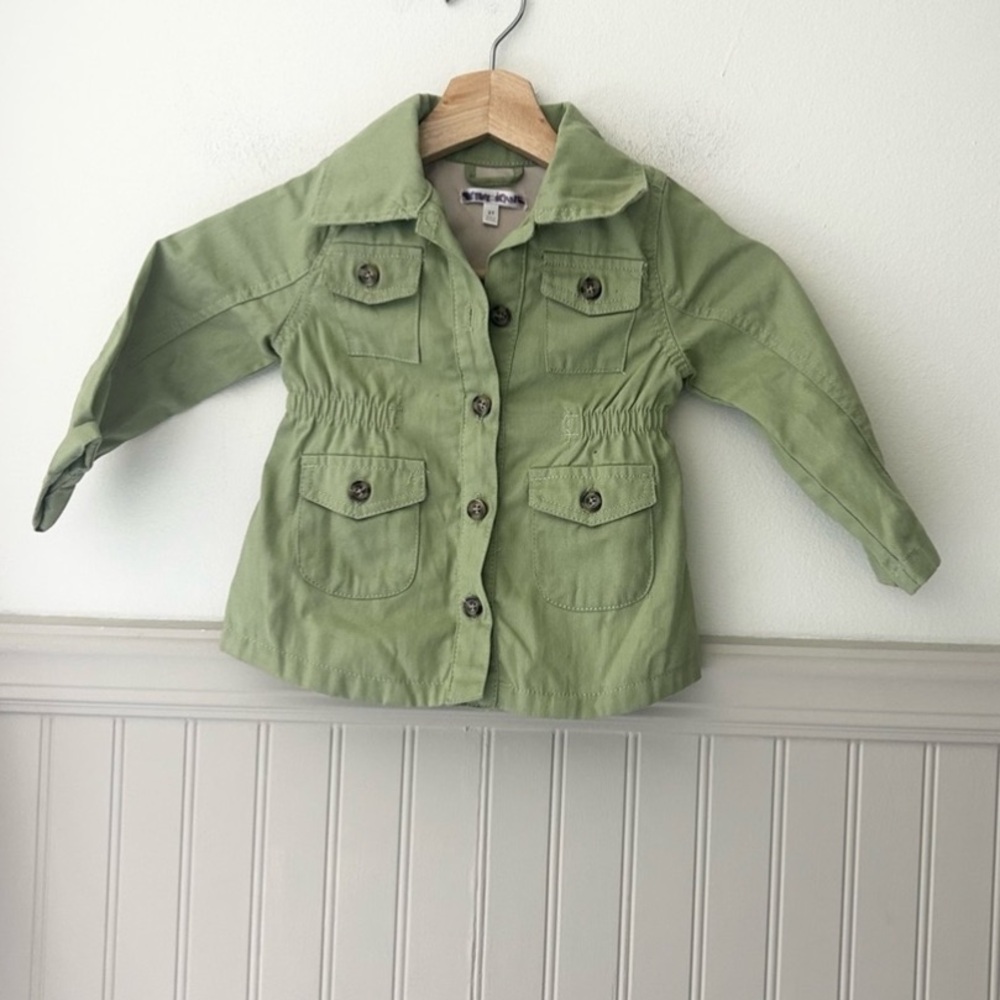Tahari Kids Girls 2T Light Green Button Up Utility Jacket
